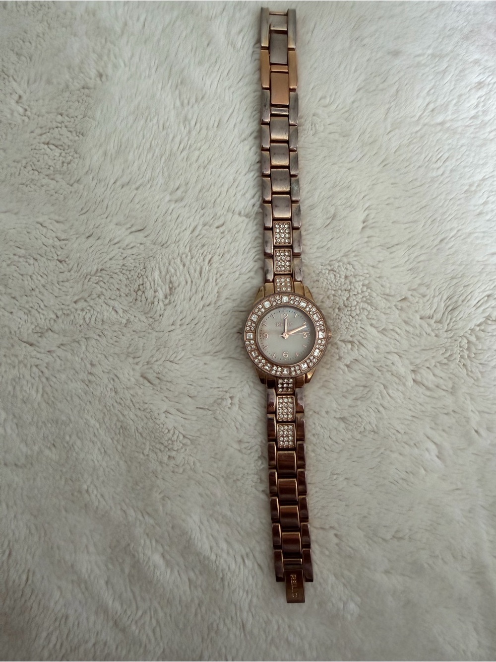 Relic Rose Gold Tone Crystal Bracelet Watch